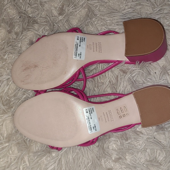 SCHUTZ☆Princey Strappy Block Heel Sandal in hot pink. - Picture 7 of 8